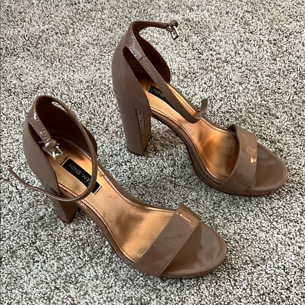 Nine West Tan Chunky Block Heel